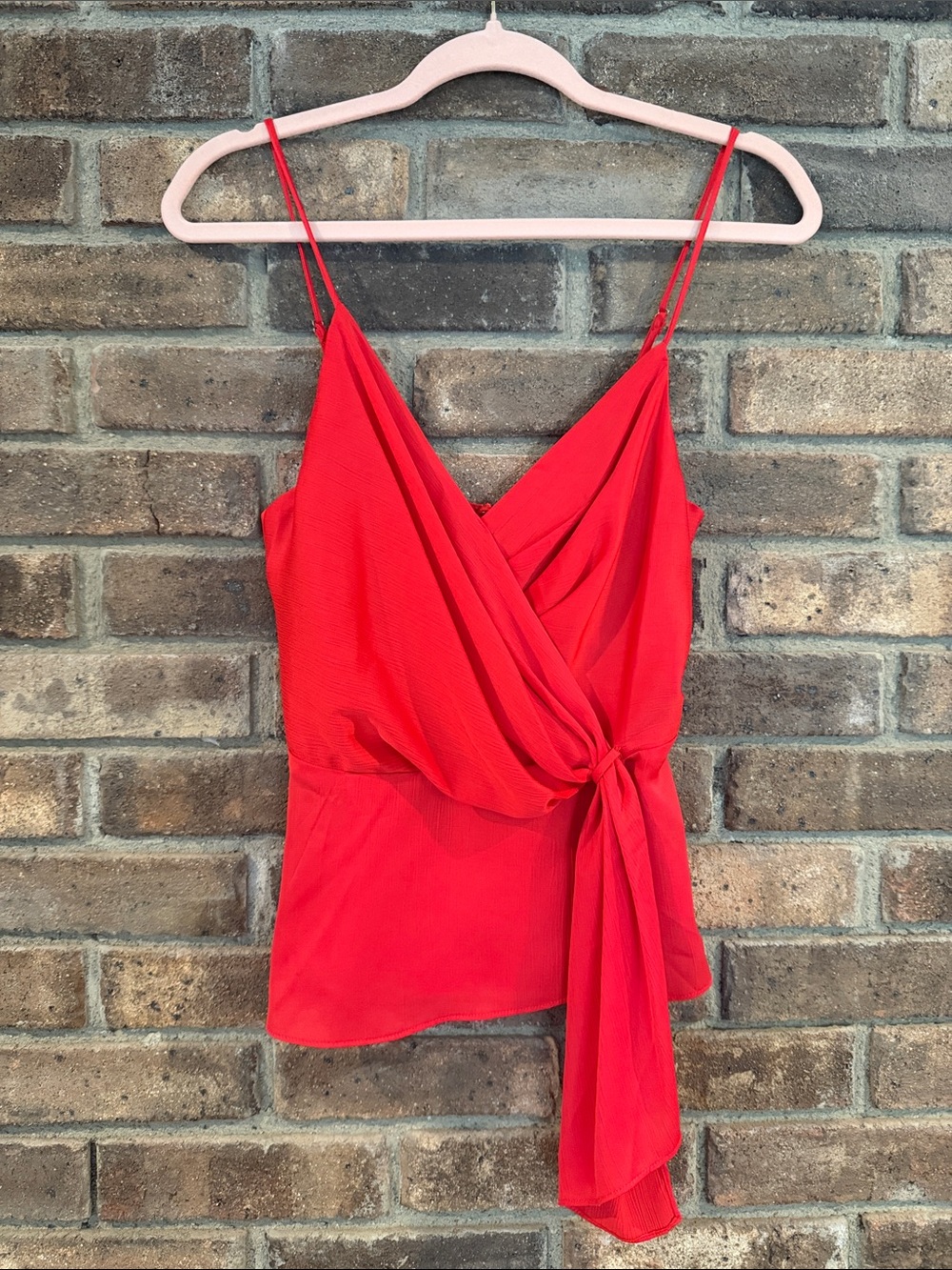 Red Draped Tie-Front Cami Top